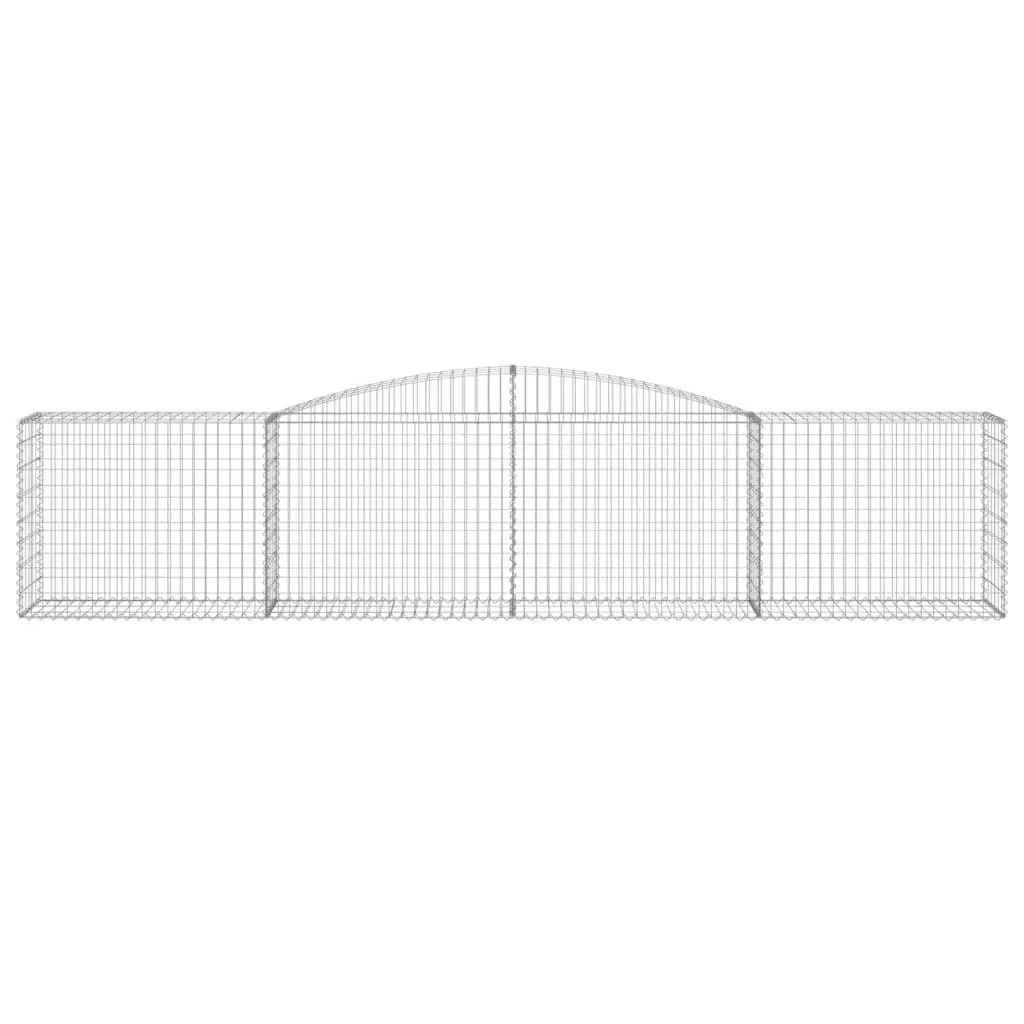 Gabion Baskets Galvanised Iron Arched 400 x 50 x 80/100 cm Silver 3 Piece Garden Retaining Wall Decorative Barrier