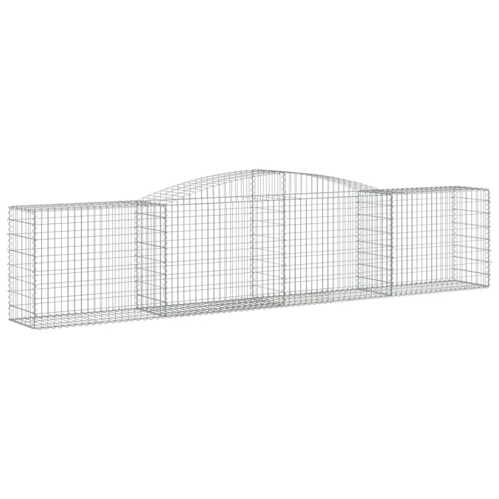 Gabion Baskets Arched Galvanised Iron 400 x 50 x 80-100 cm Silver 4 Piece Garden Barrier Retaining Wall Decorative Outdoor