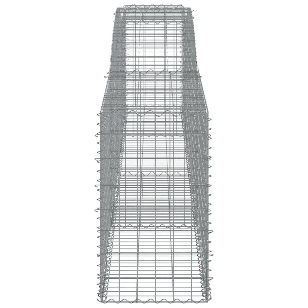 Gabion Baskets Arched Galvanised Iron 400 x 50 x 80-100 cm Silver 4 Piece Garden Barrier Retaining Wall Decorative Outdoor