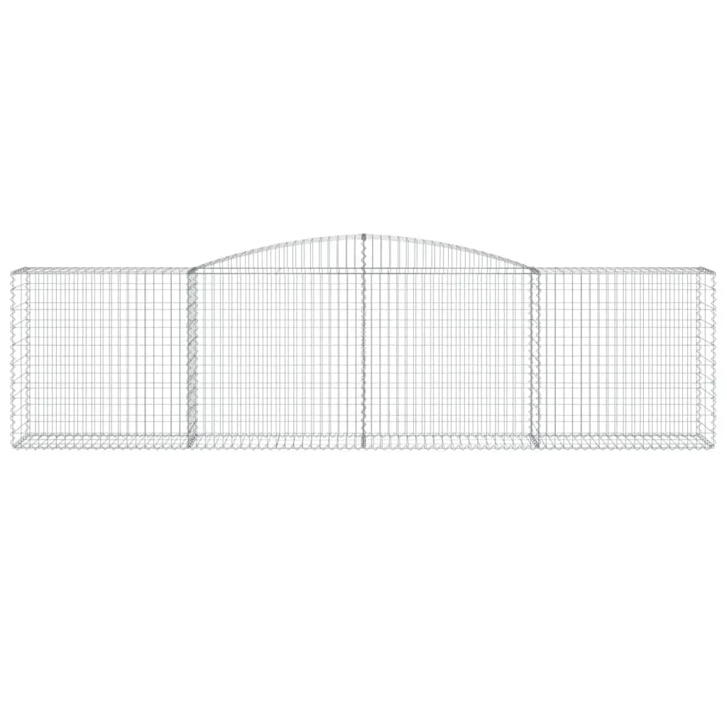 Arched Gabion Baskets Galvanised Iron 400 x 50 x 100120 cm Silver 4 Piece Garden Barrier Decorative Retaining Wall Outdoor