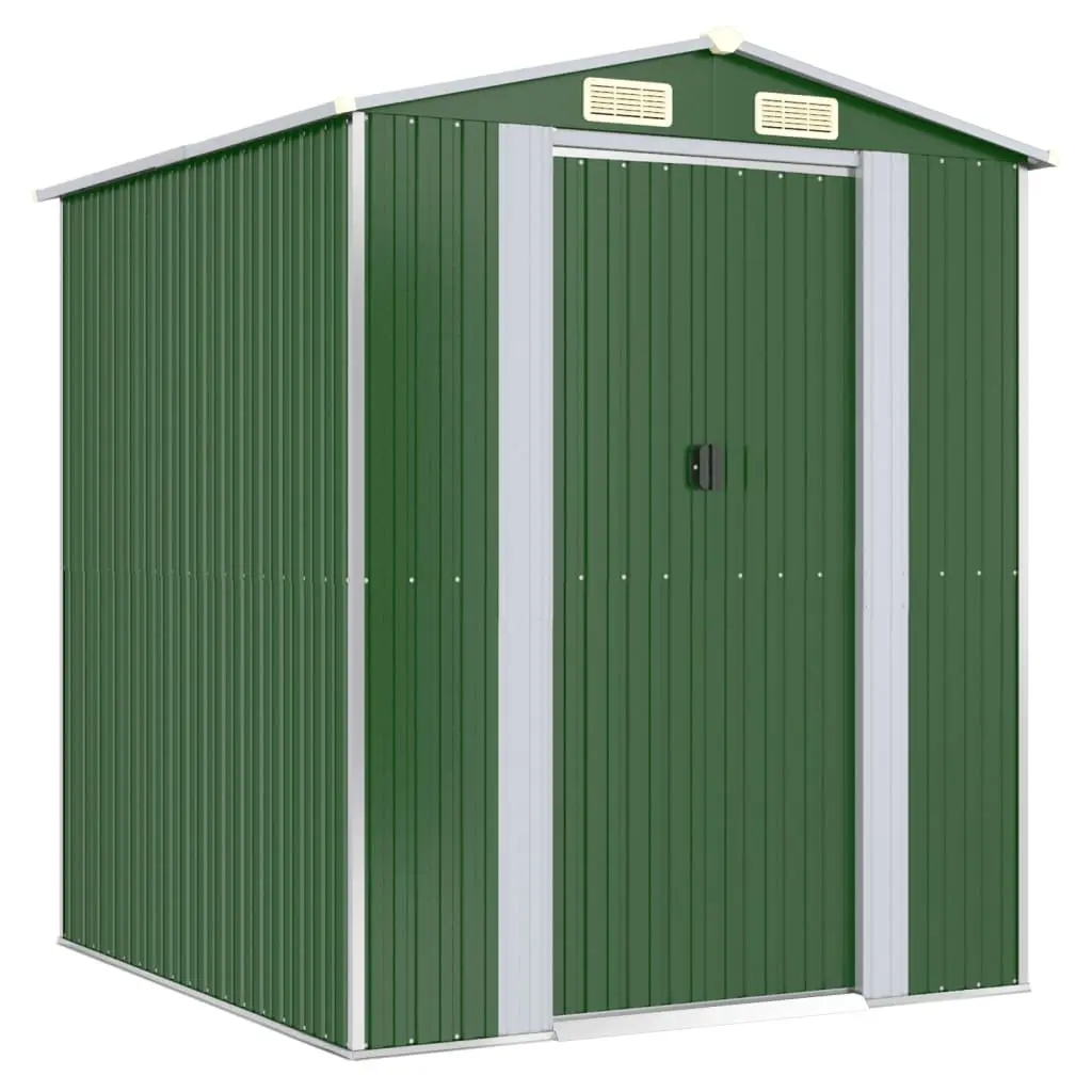 Garden Shed Galvanised Steel 192 x 191 x 223 cm Green Outdoor Storage Tool House