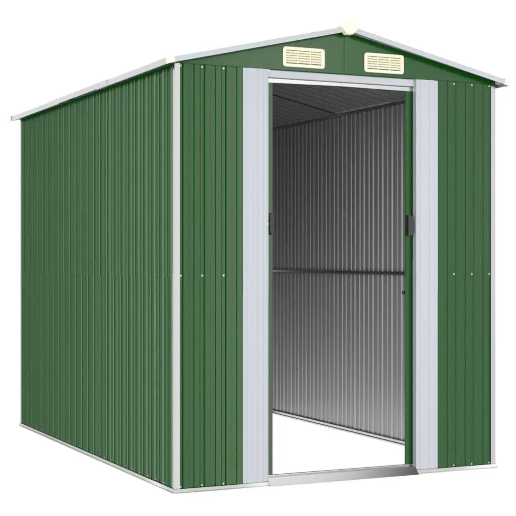 Garden Shed Galvanised Steel 192 x 274 x 223 cm Green Outdoor Storage Tool House