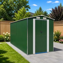 Garden Shed Green Outdoor Storage Tool Equipment Galvanised Steel Double Doors