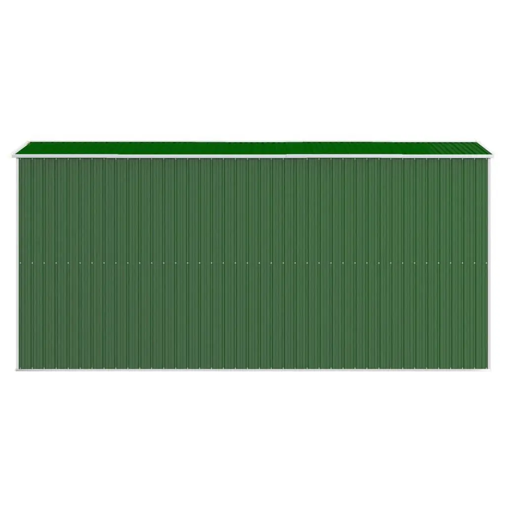 Garden Shed Galvanised Steel Green 192 x 440 x 223 cm Outdoor Storage Tool Equipment Double Doors