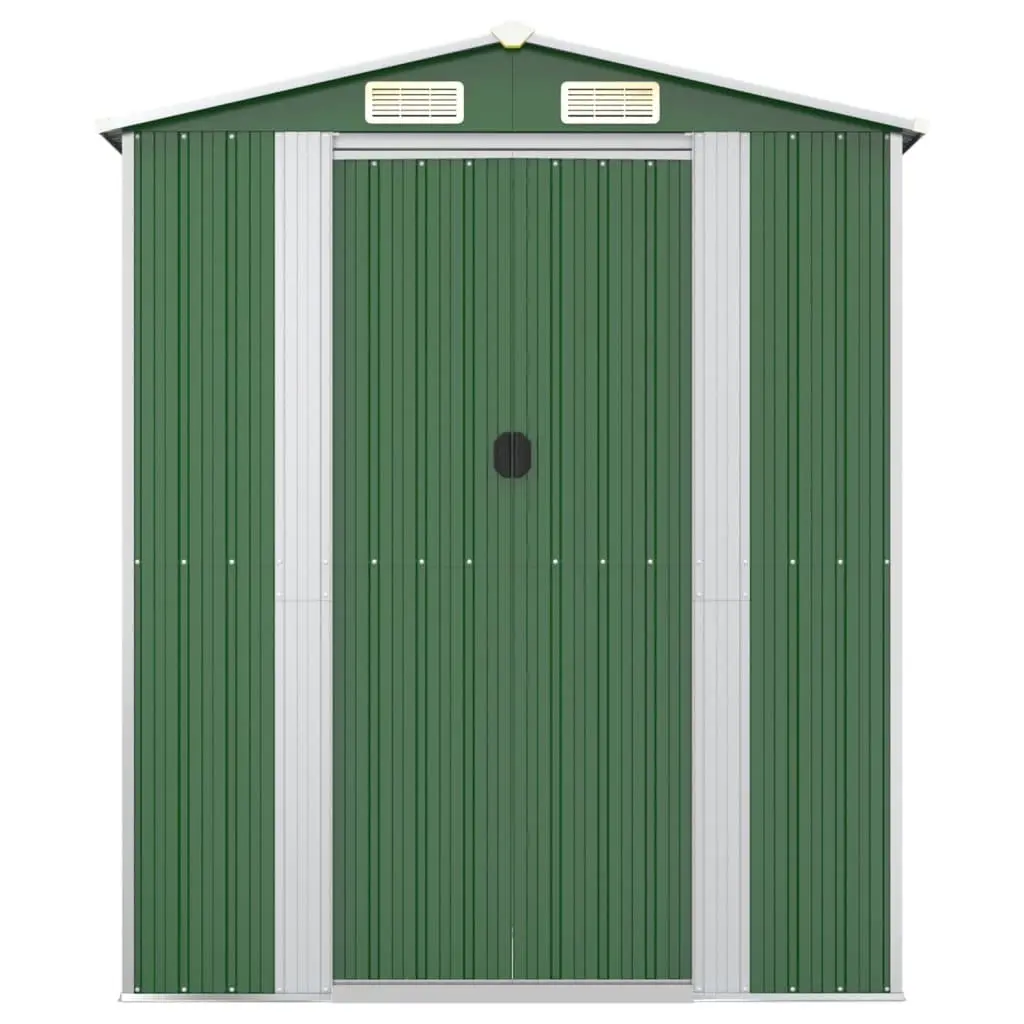 Outdoor Storage Shed Galvanised Steel Green 192x523x223cm with Ventilation and Double Sliding Doors
