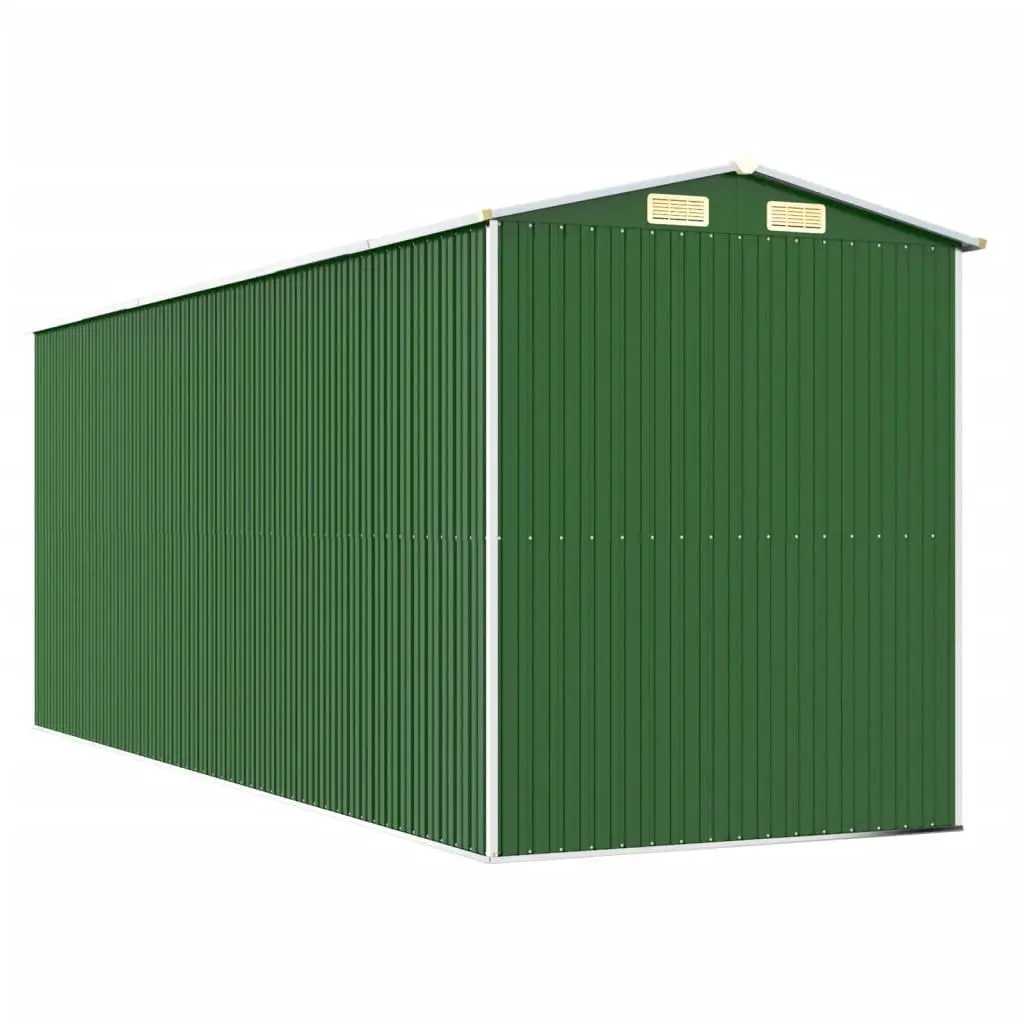 Outdoor Storage Shed Galvanised Steel Green 192x523x223cm with Ventilation and Double Sliding Doors
