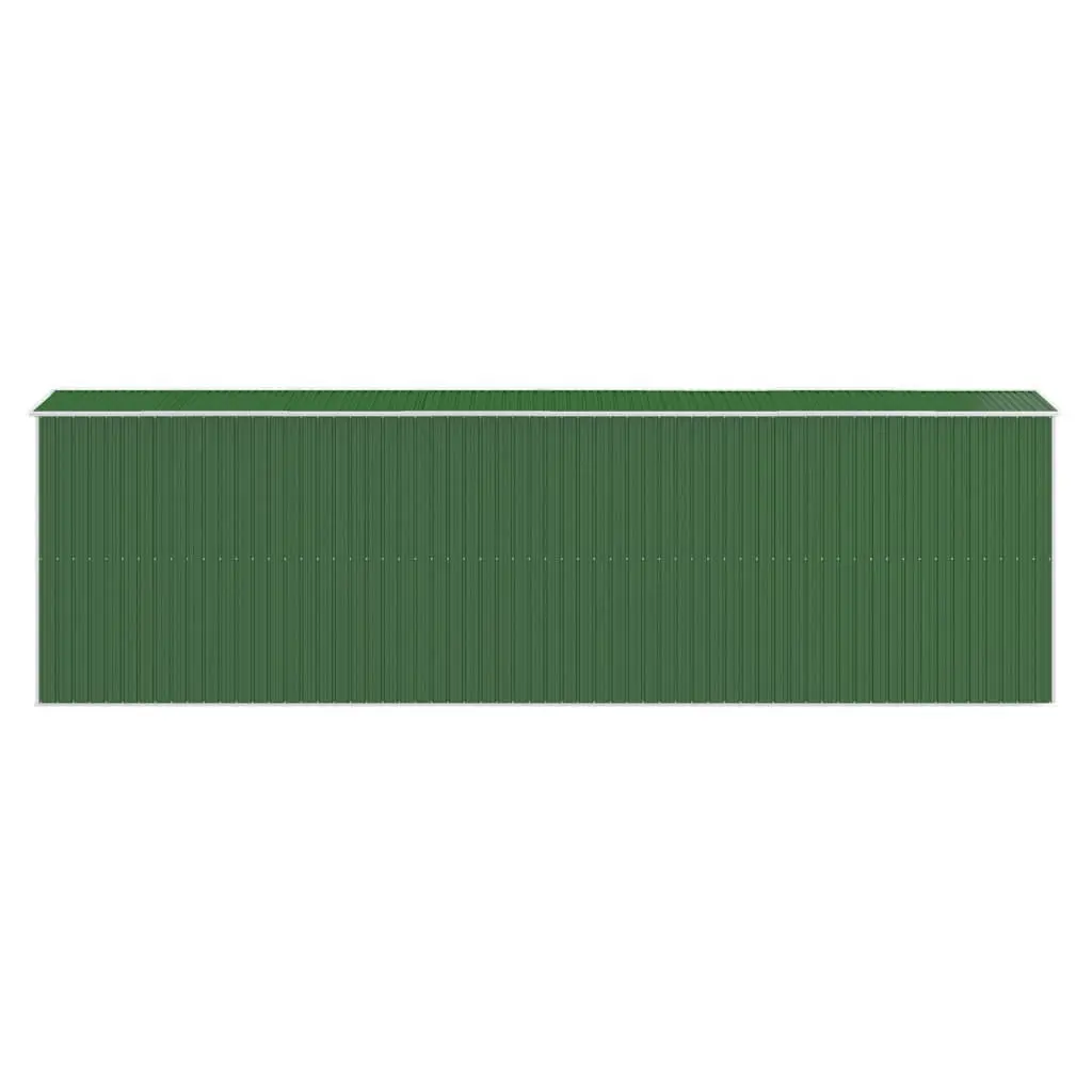 Garden Shed Outdoor Tool House Galvanised Steel Green Double Sliding Doors 192x606x223cm