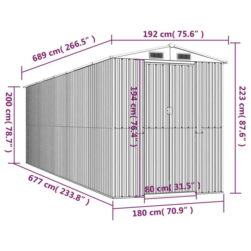 Garden Shed Storage Tool House Outdoor Galvanised Steel Green Large Spacious