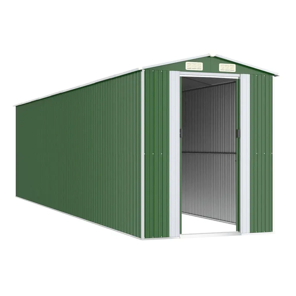 Garden Shed Galvanised Steel 192x772x223cm Green Outdoor Storage Tool House