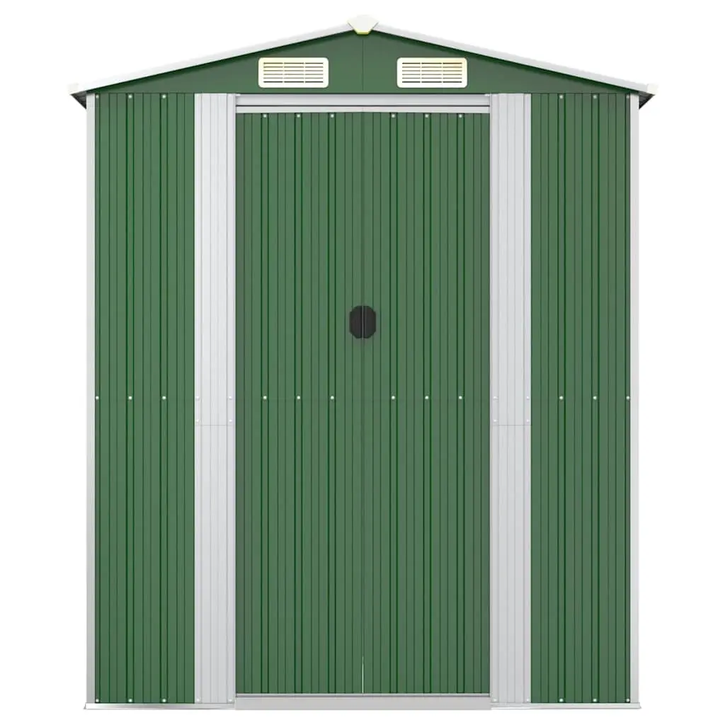 Garden Shed Galvanised Steel Outdoor Tool Storage Green 192x855x223cm with Double Sliding Doors and Ventilation