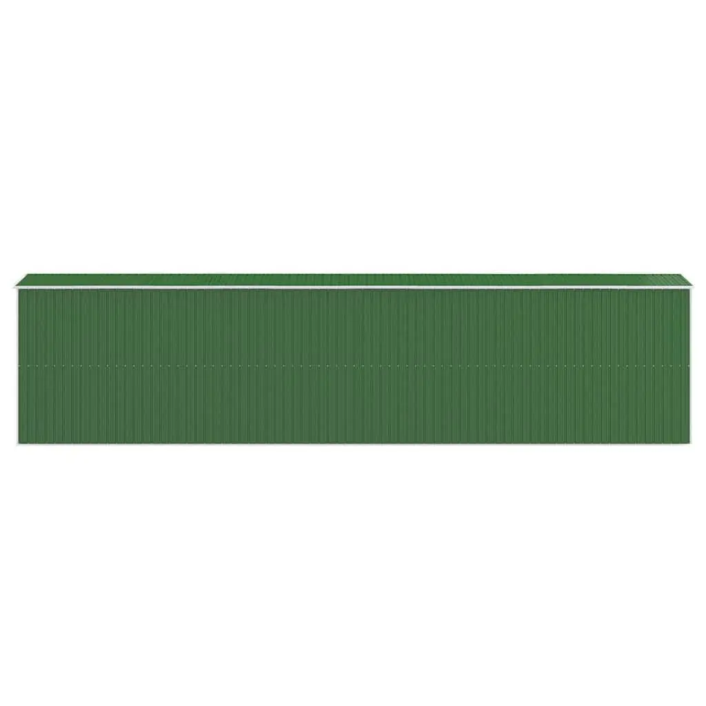 Garden Shed Galvanised Steel Outdoor Tool Storage Green 192x855x223cm with Double Sliding Doors and Ventilation