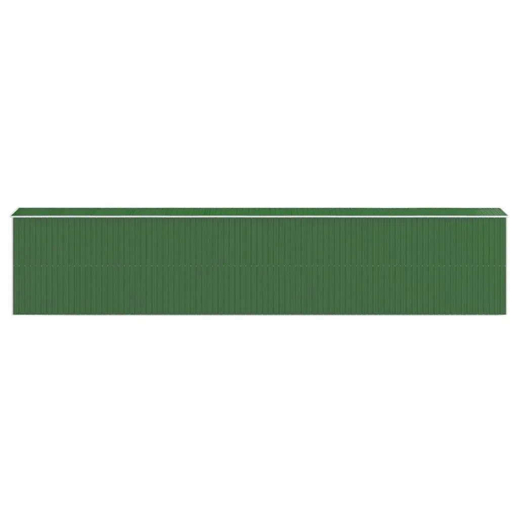 Garden Shed Galvanised Steel 192cm x 938cm x 223cm Green Outdoor Storage Tool House Double Sliding Doors Ventilation