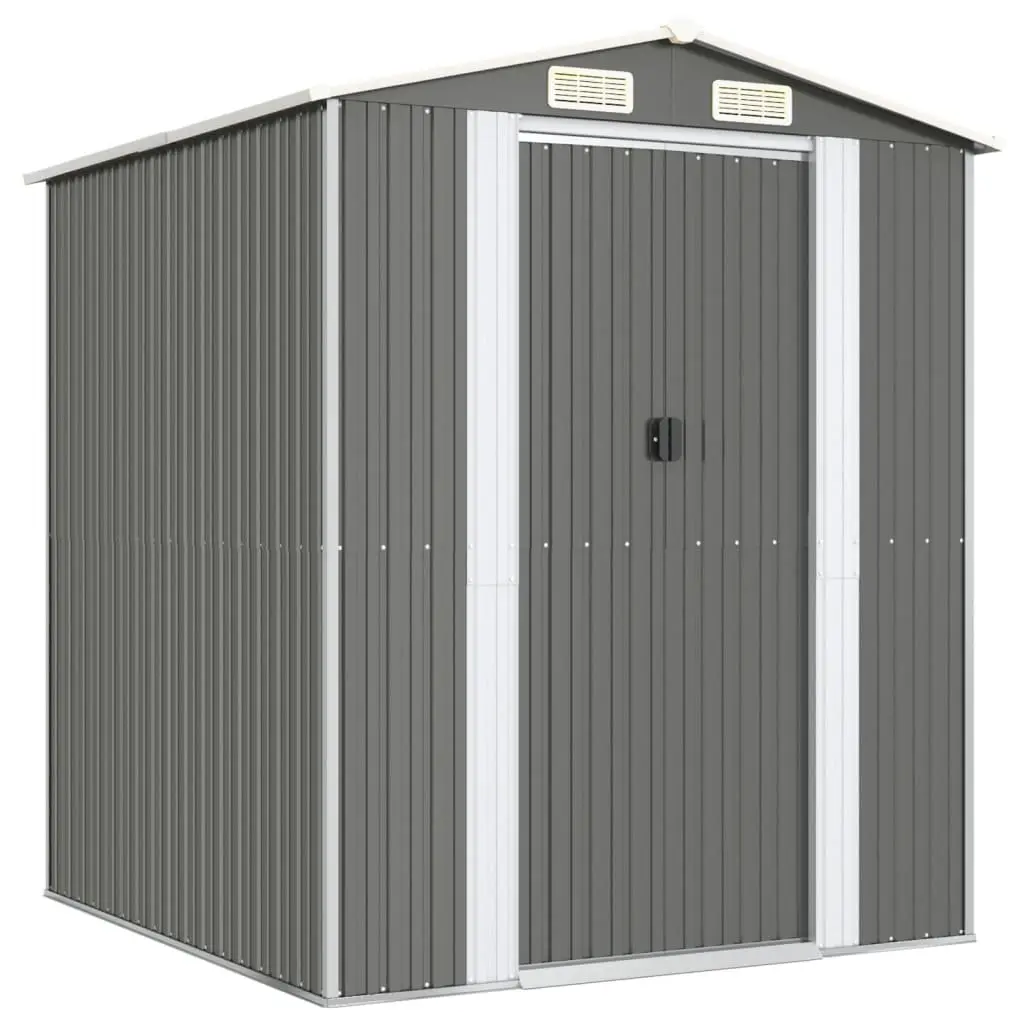 Garden Shed Galvanised Steel 192x191x223 cm Grey Outdoor Storage Tool House