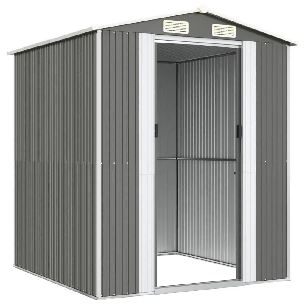 Garden Shed Galvanised Steel 192x191x223 cm Grey Outdoor Storage Tool House