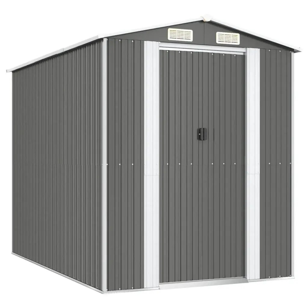 Garden Shed Galvanised Steel Light Grey Outdoor Storage Tool Equipment House 192 x 274 x 223 cm