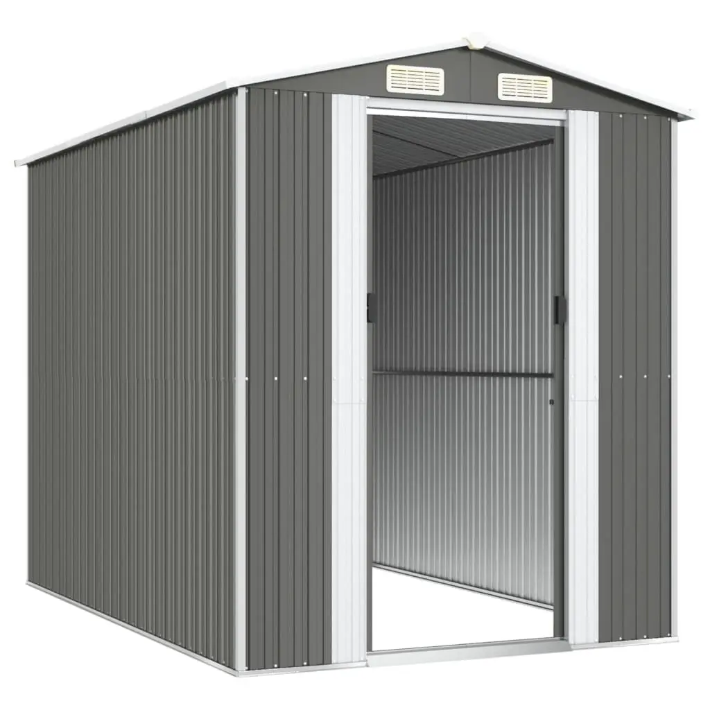 Garden Shed Galvanised Steel Light Grey Outdoor Storage Tool Equipment House 192 x 274 x 223 cm