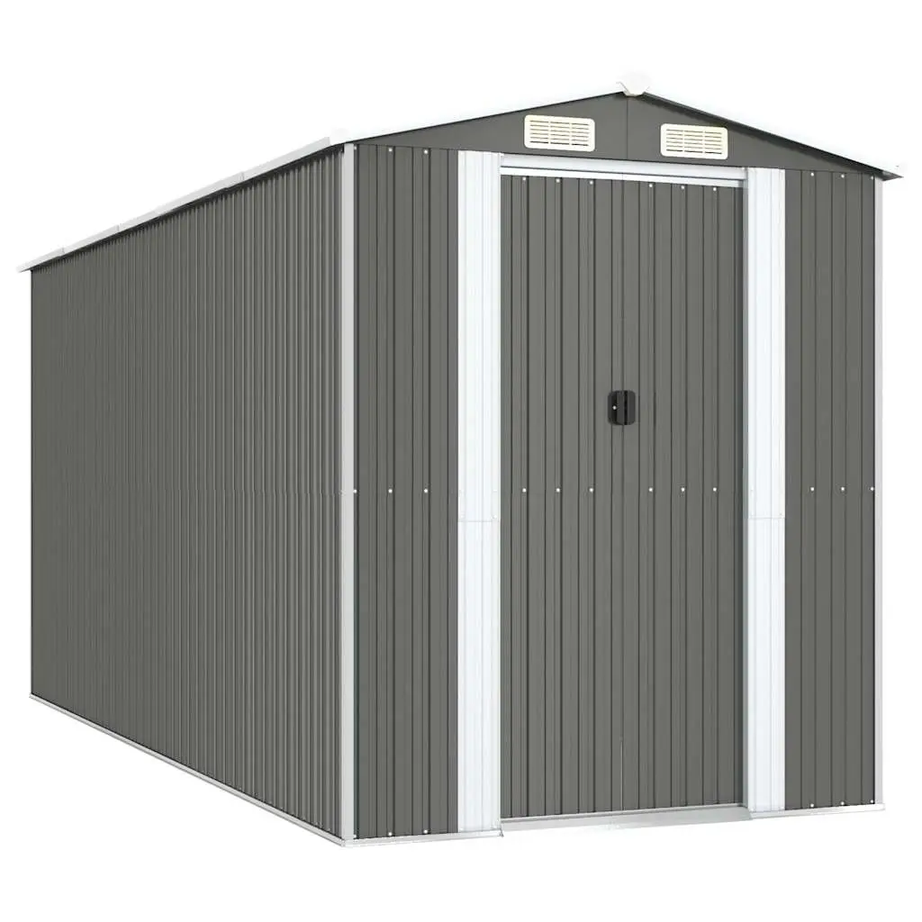 Outdoor Storage Shed Galvanised Steel Grey 192x440x223cm Durable Tool House