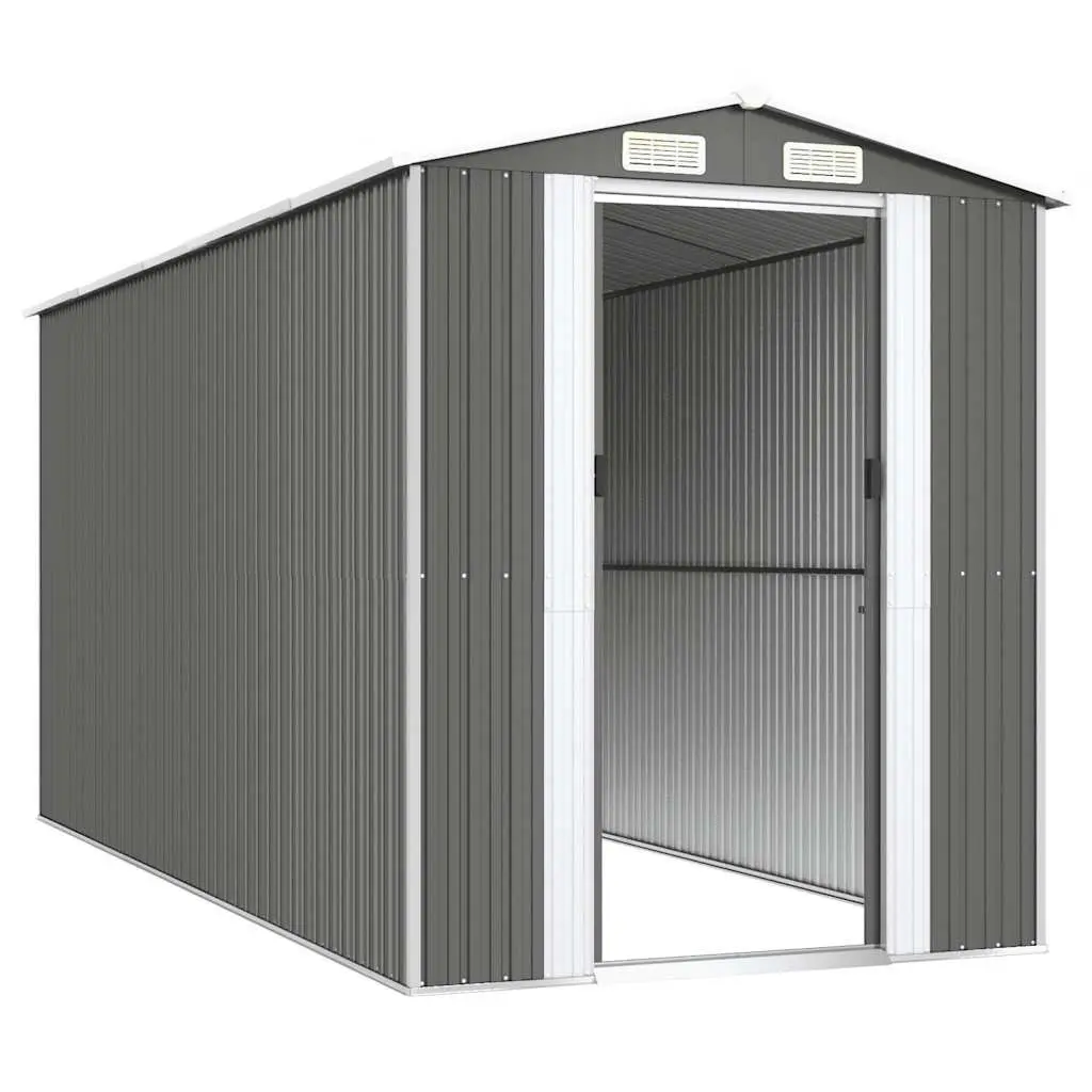 Outdoor Storage Shed Galvanised Steel Grey 192x440x223cm Durable Tool House