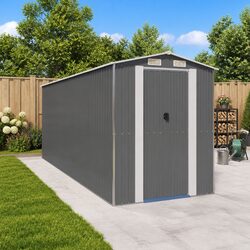 Practical Grey Garden Shed 192x523x223 cm for Outdoor Storage