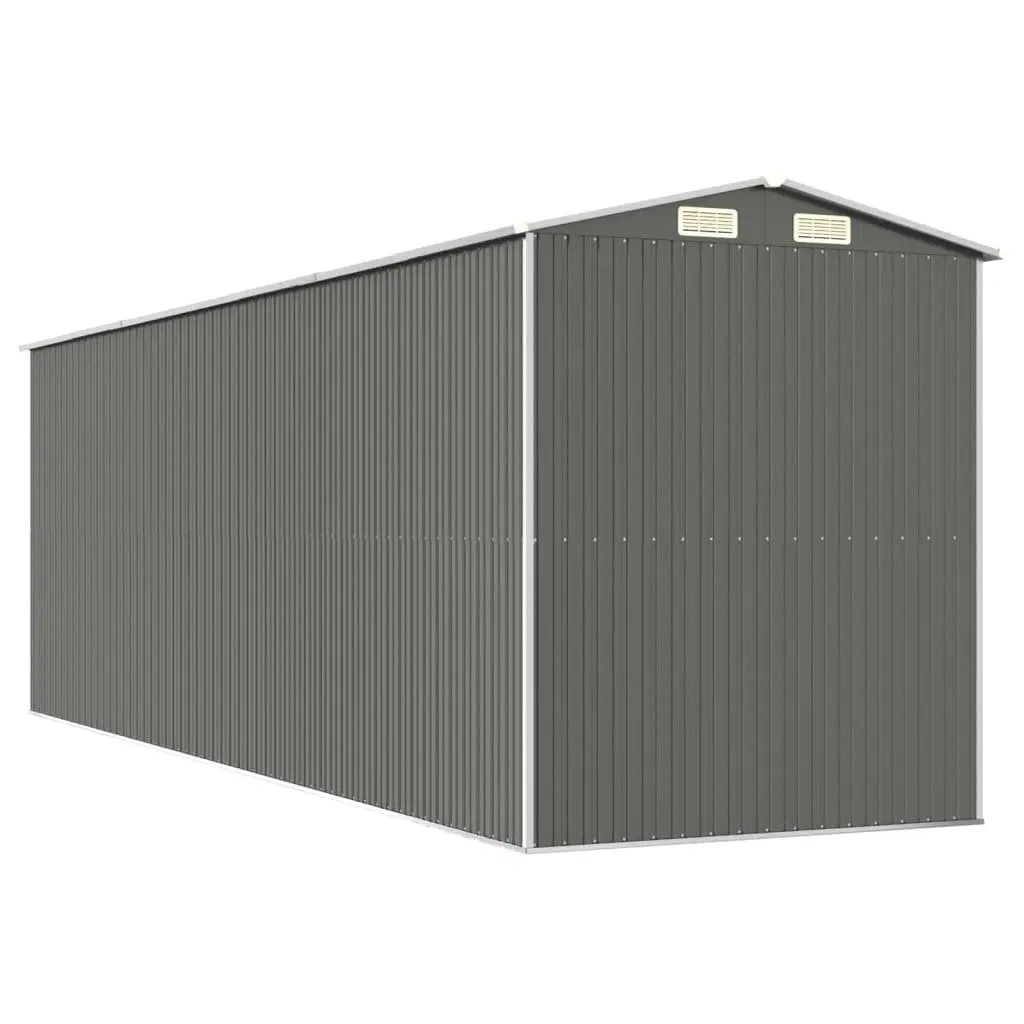 Garden Shed Outdoor Storage Galvanised Steel Grey Spacious Tool House 192x606x223cm