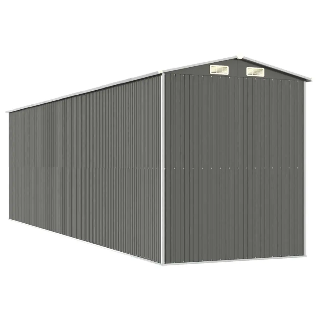 Garden Shed Galvanised Steel Spacious Light Grey Outdoor Storage Tool House 192x689x223cm