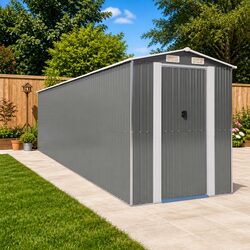 Practical Light Grey Garden Shed for Essential Tools