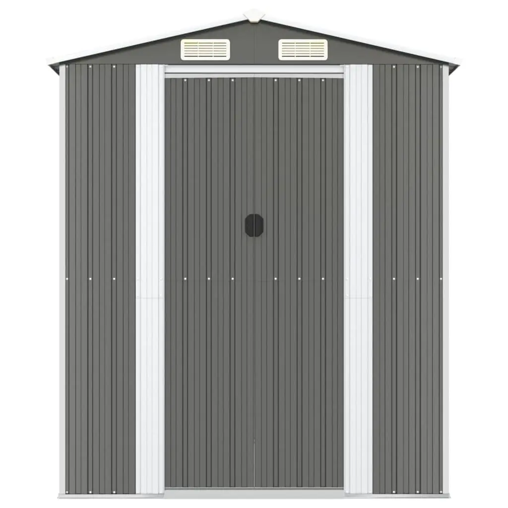 Outdoor Storage Shed Galvanised Steel Light Grey 192x772x223cm Tool House with Sliding Gate and Ventilation Opening