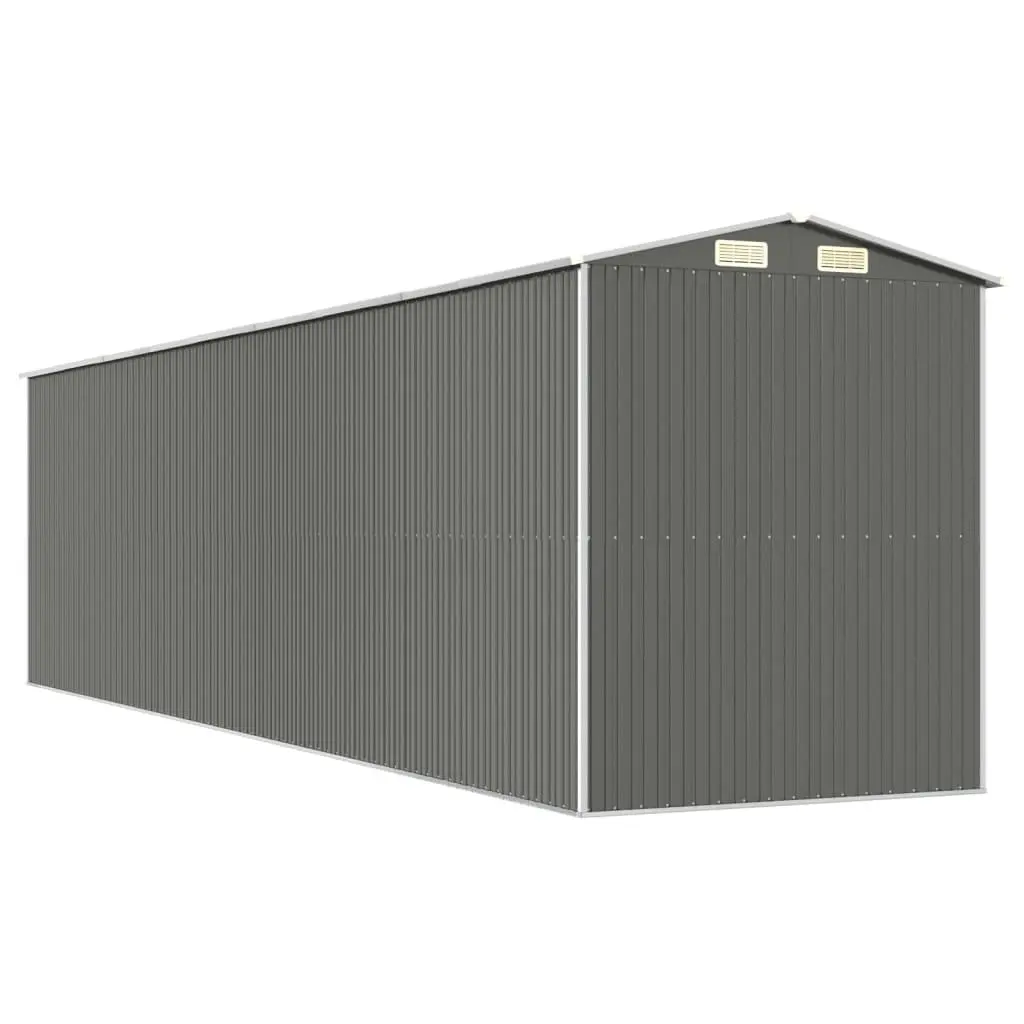 Outdoor Storage Shed Galvanised Steel Light Grey 192x772x223cm Tool House with Sliding Gate and Ventilation Opening