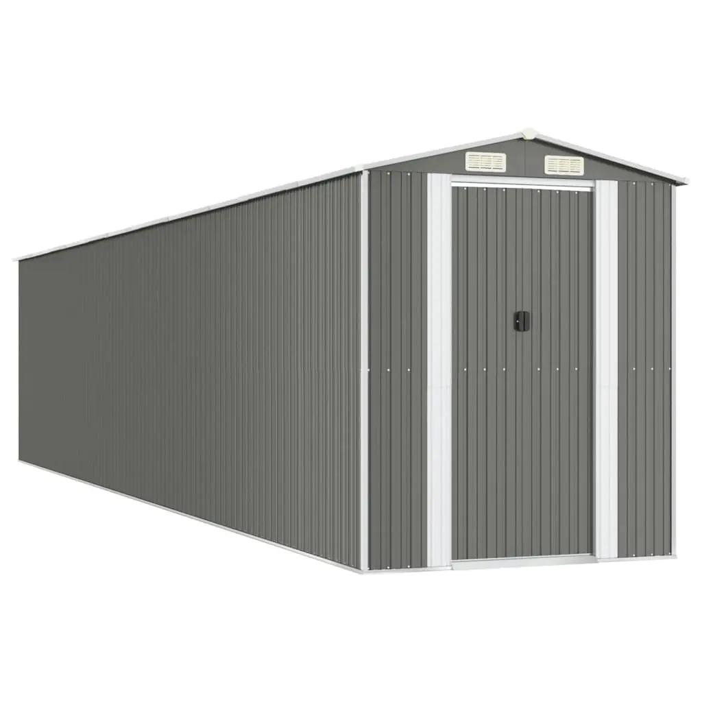 Garden Shed Galvanised Steel Outdoor Storage Tool House Grey 192x938x223cm