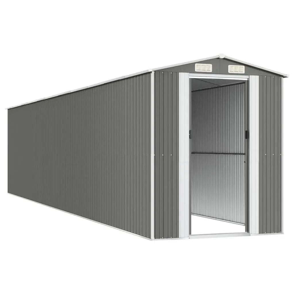 Garden Shed Galvanised Steel Outdoor Storage Tool House Grey 192x938x223cm