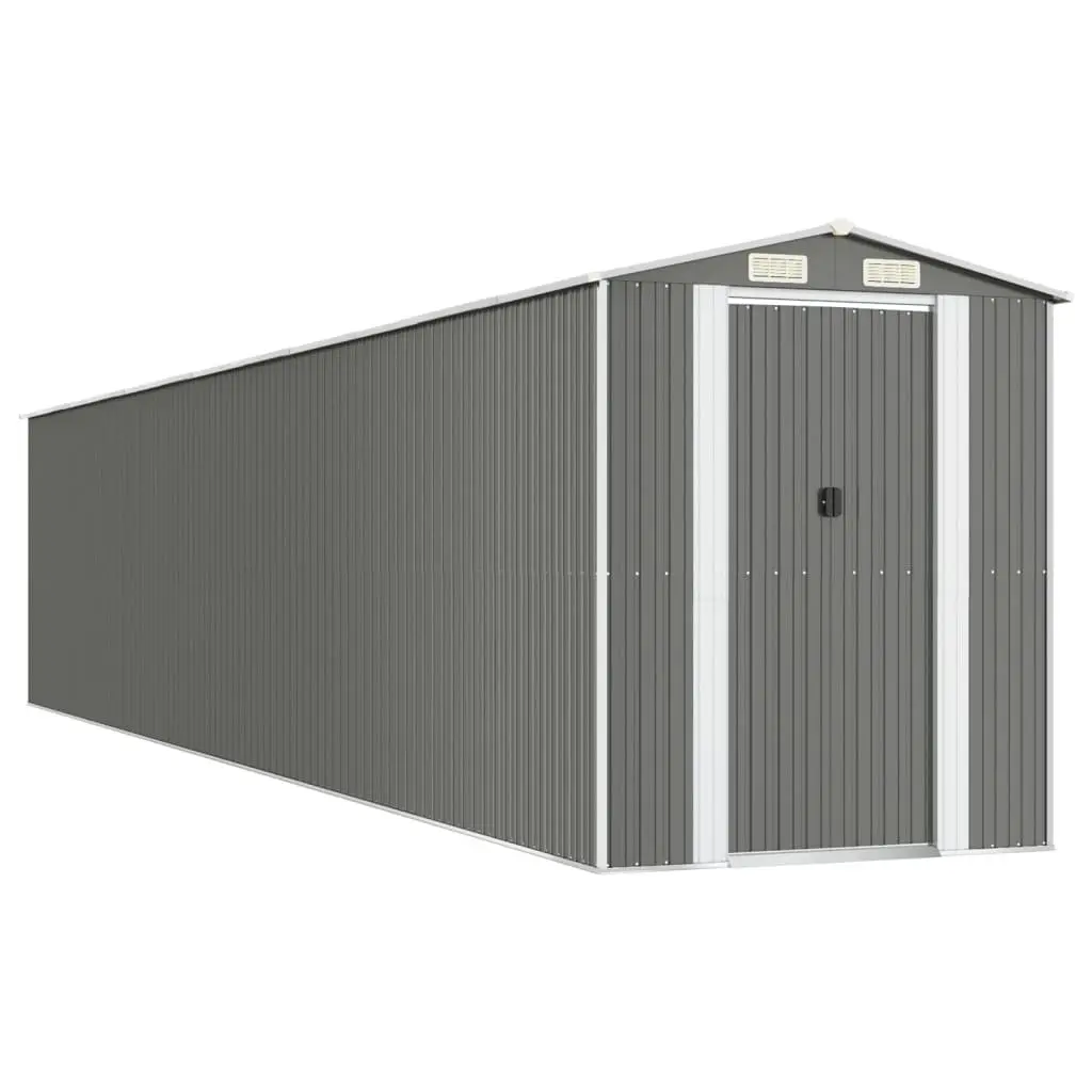 Garden Shed Galvanised Steel Light Grey Outdoor Storage Tool Equipment 192x102.1x223cm