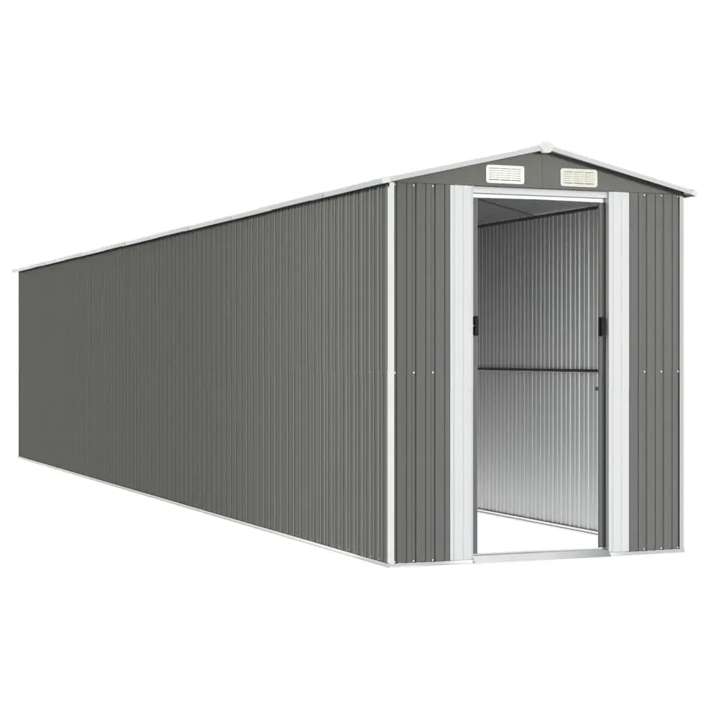 Garden Shed Galvanised Steel Light Grey Outdoor Storage Tool Equipment 192x102.1x223cm