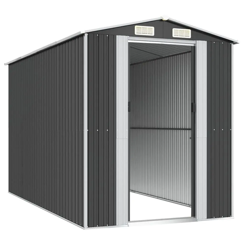 Garden Shed Galvanised Steel Anthracite 192x357x223 cm Outdoor Storage Tool Equipment