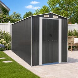 Garden Shed Anthracite Outdoor Storage Tool House Galvanised Steel Structure