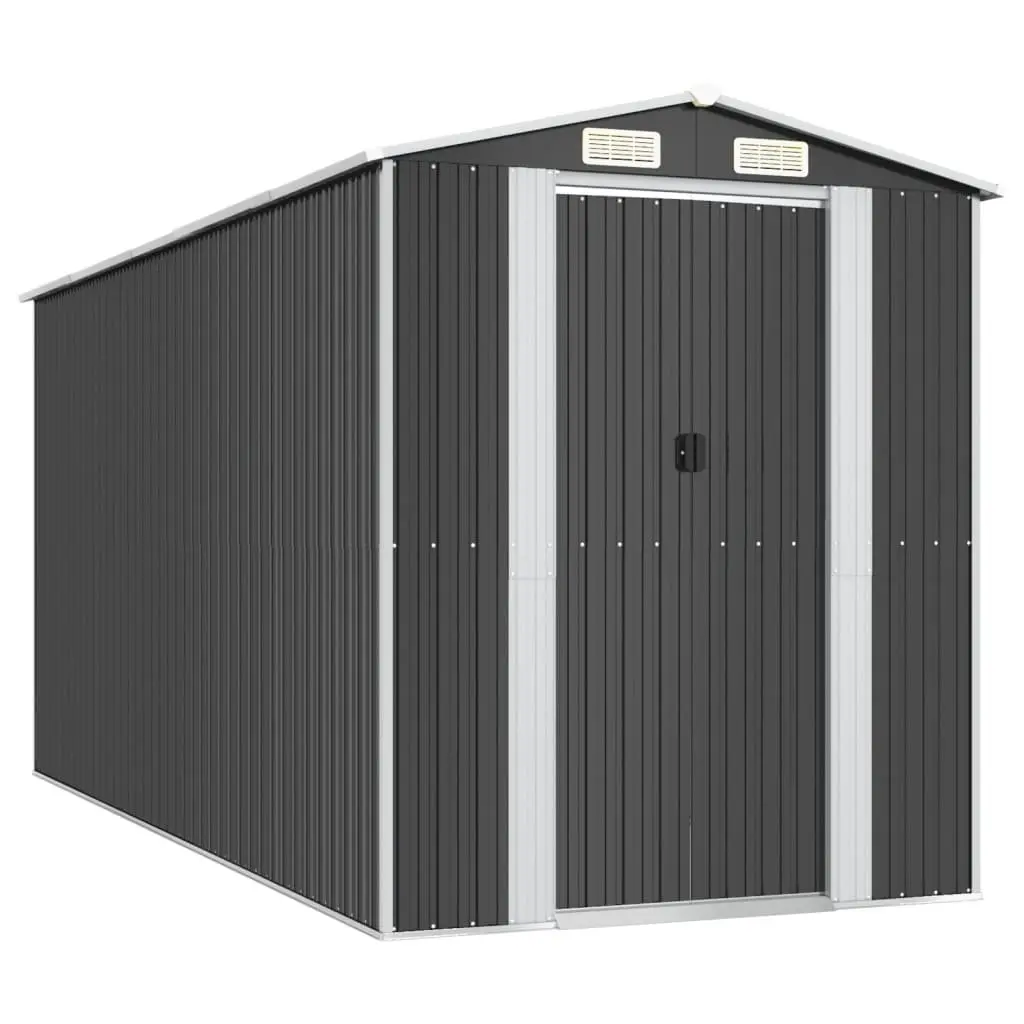 Garden Shed Galvanised Steel 192 x 440 x 223 cm Anthracite Outdoor Storage Tool House