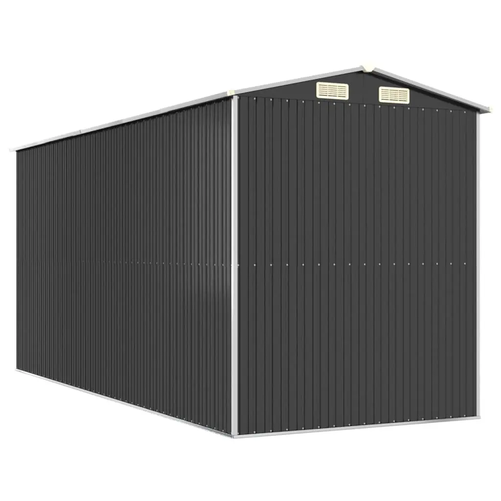 Garden Shed Galvanised Steel 192 x 440 x 223 cm Anthracite Outdoor Storage Tool House