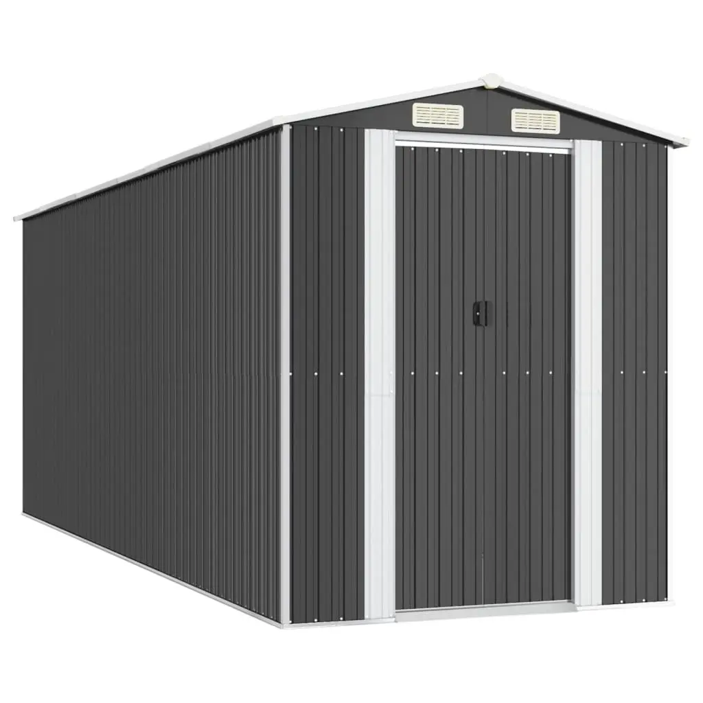 Garden Shed Galvanised Steel 192x523x223cm Anthracite Outdoor Storage Tool House