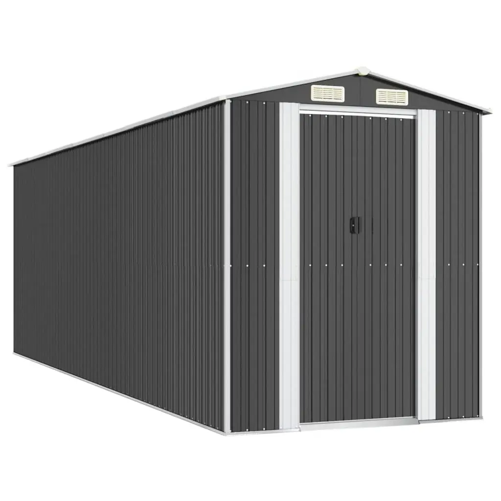 Garden Shed Anthracite Outdoor Storage Tool House Galvanised Steel 192x606x223cm
