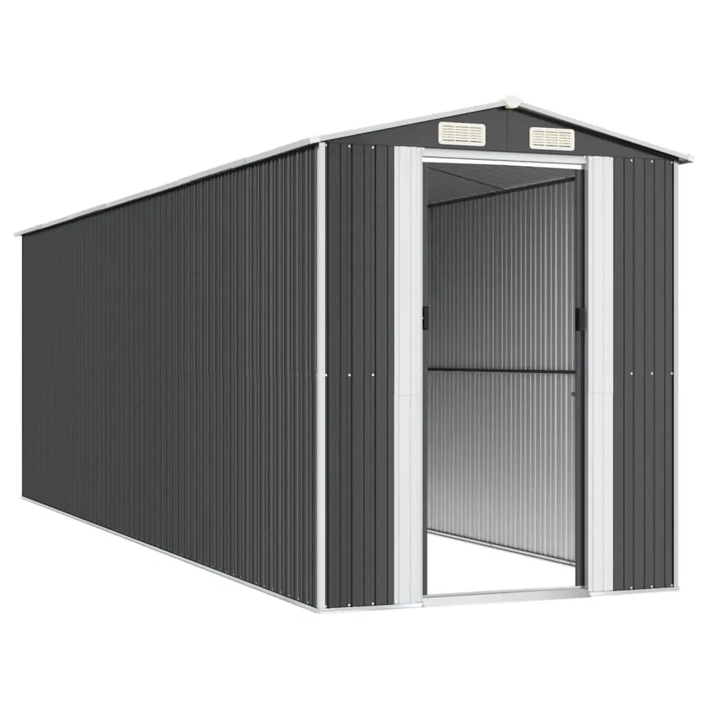 Garden Shed Anthracite Outdoor Storage Tool House Galvanised Steel 192x606x223cm
