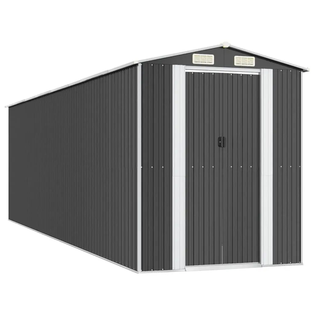 Garden Shed Galvanised Steel 192 x 689 x 223 cm Anthracite Outdoor Storage Tool House