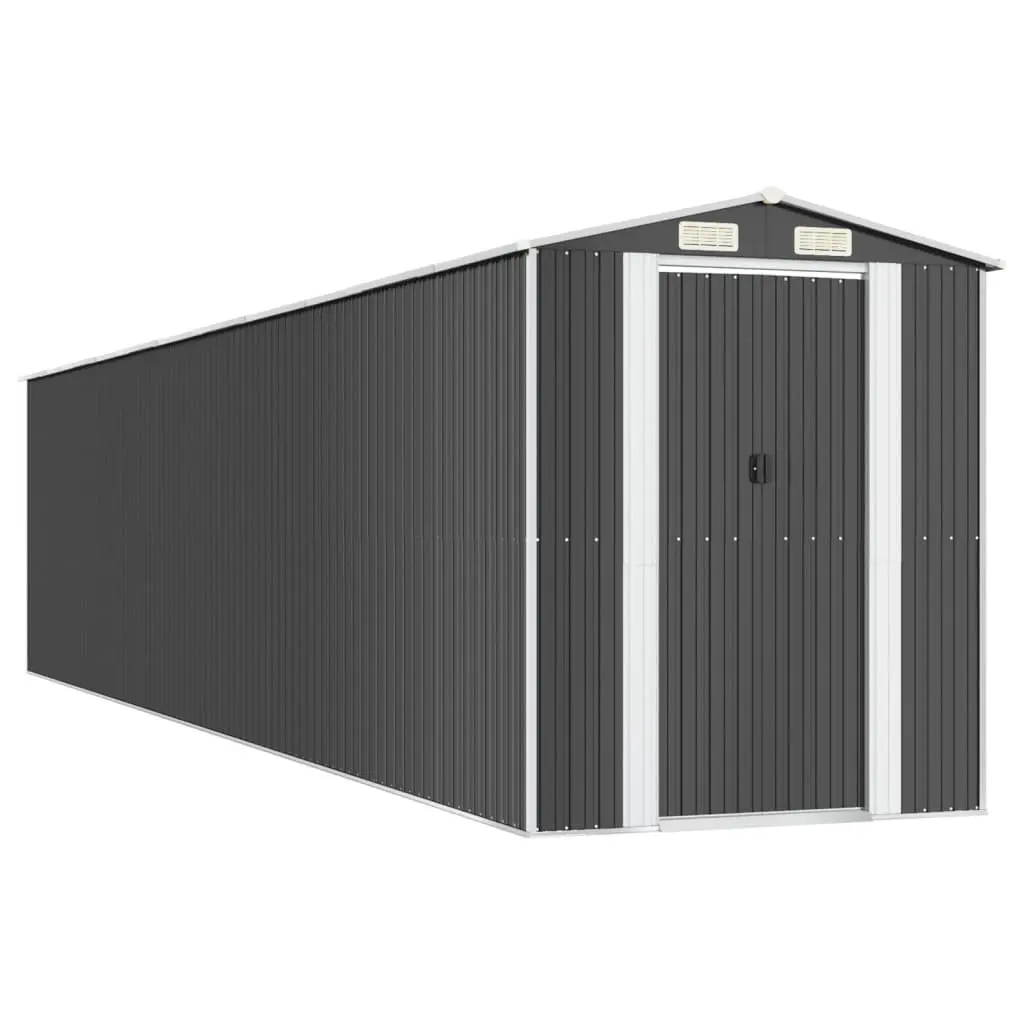 Outdoor Storage Shed Galvanised Steel Anthracite 192x938x223cm Durable Garden Tool Organizer