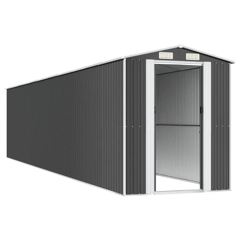 Outdoor Storage Shed Galvanised Steel Anthracite 192x938x223cm Durable Garden Tool Organizer