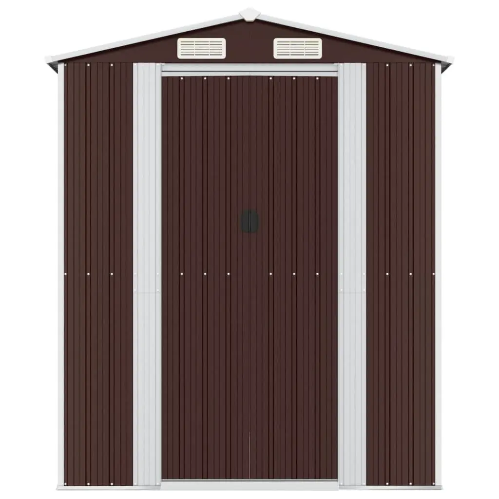 Outdoor Storage Shed Galvanised Steel 192cm x 191cm x 223cm Dark Brown Durable Garden Structure
