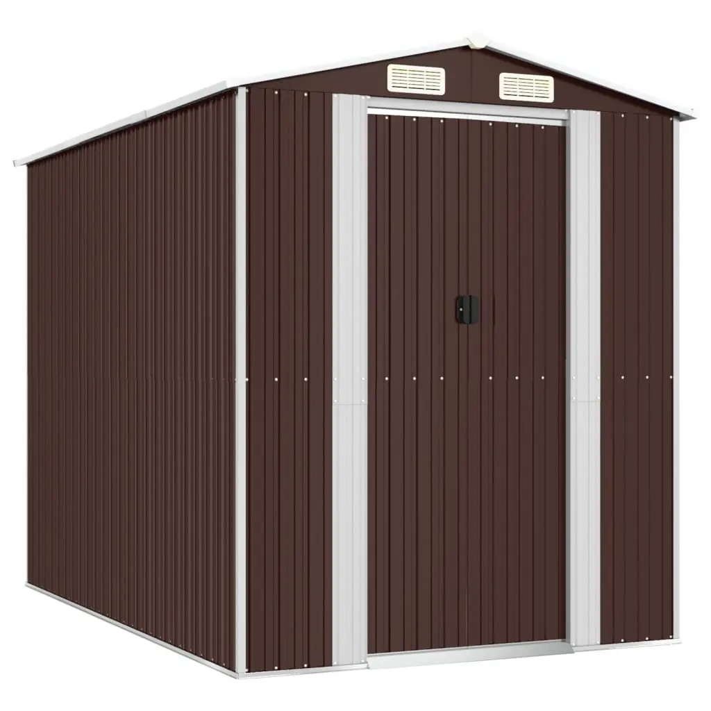 Garden Shed Galvanised Steel Dark Brown Outdoor Storage Tool House 192 x 274 x 223 cm