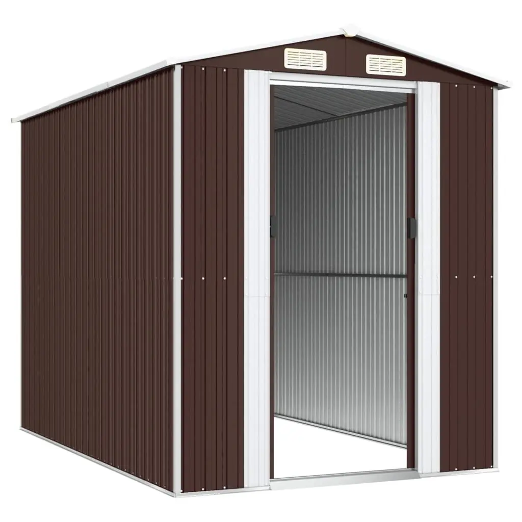 Garden Shed Galvanised Steel Dark Brown Outdoor Storage Tool House 192 x 274 x 223 cm