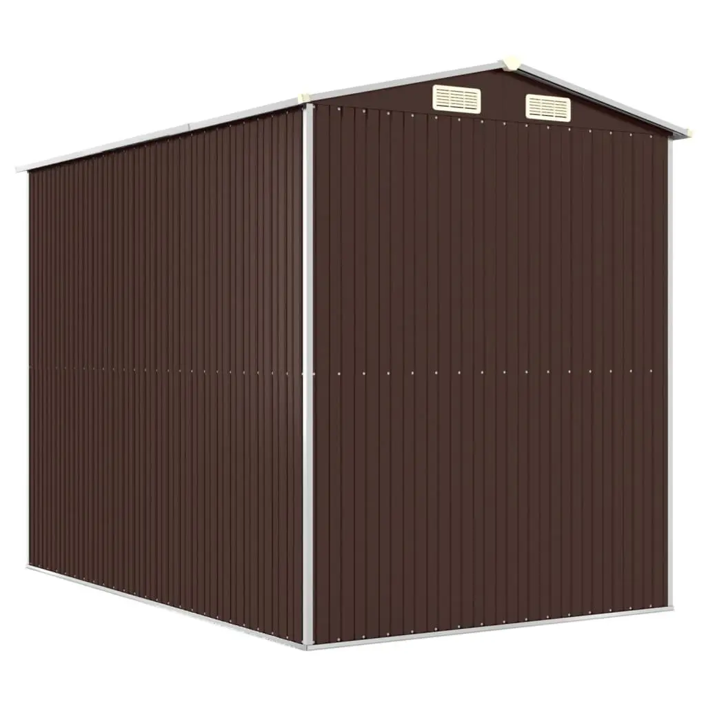 Garden Shed Galvanised Steel Dark Brown Outdoor Storage Tool House 192 x 274 x 223 cm