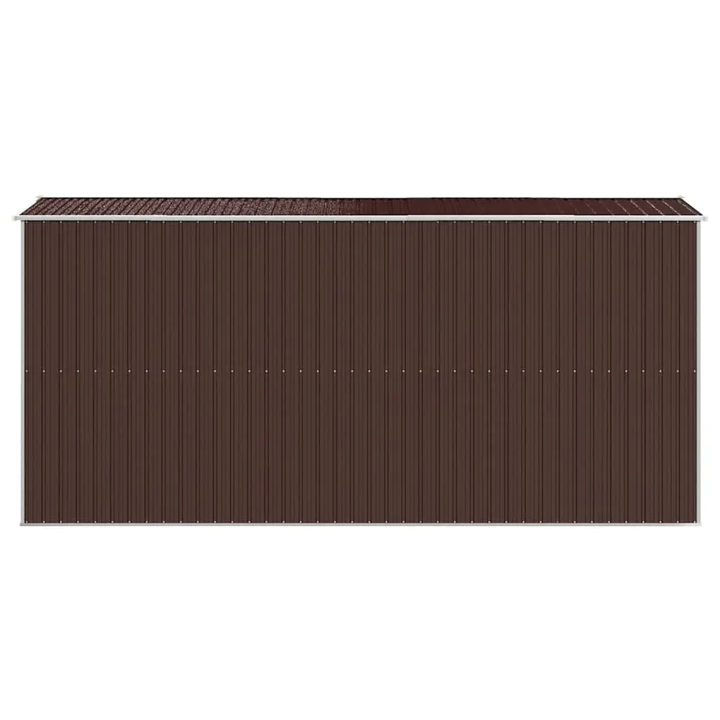 Outdoor Storage Shed Galvanised Steel Dark Brown 192x440x223cm Tool House