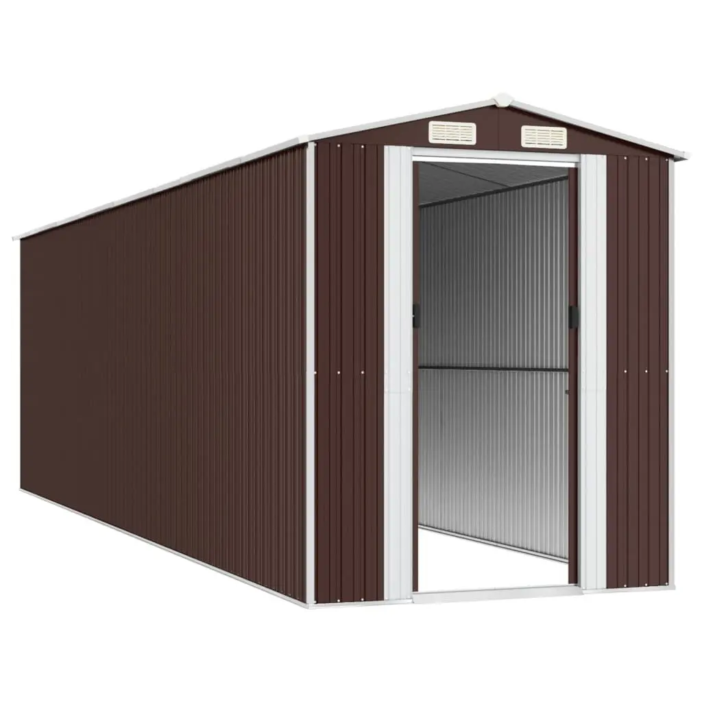Garden Shed Galvanised Steel Large Dark Brown Outdoor Storage