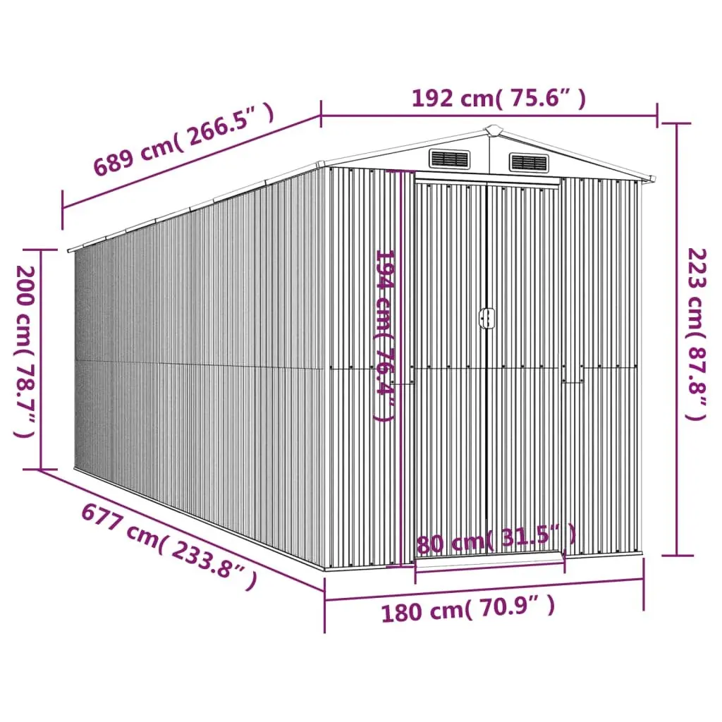 Garden Shed Galvanised Steel Large Dark Brown Outdoor Storage