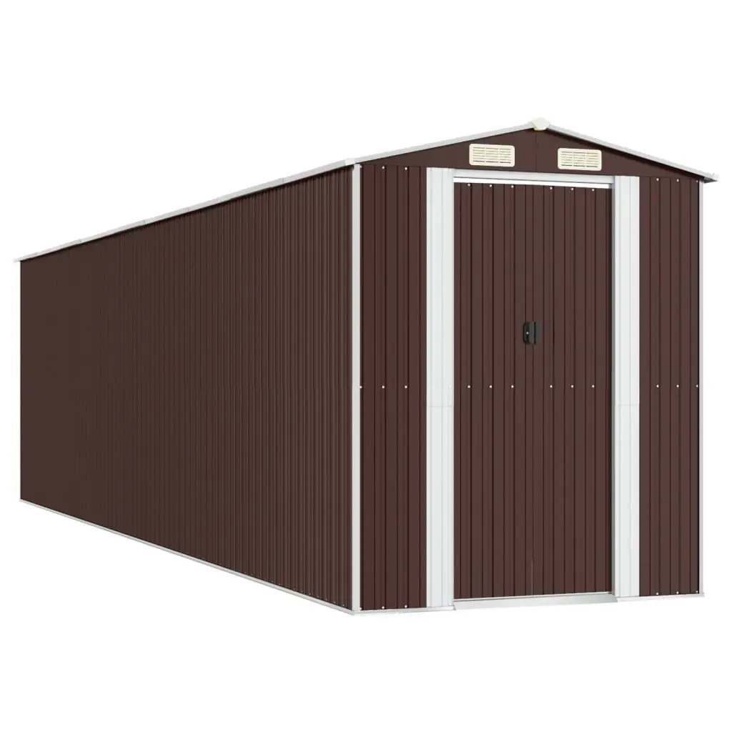 Garden Shed Galvanised Steel Dark Brown Spacious Outdoor Storage Tool House